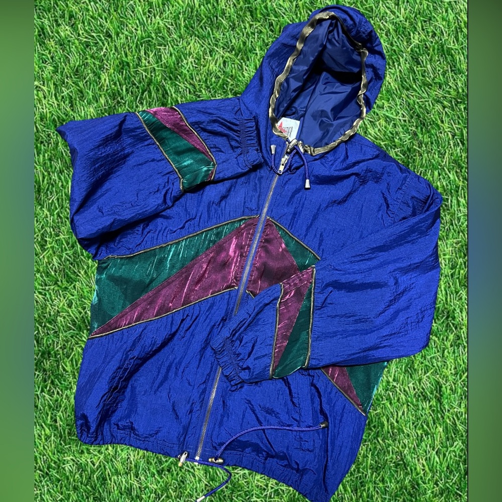 Metallic Colors Vintage Zip-Up Windbreaker size large